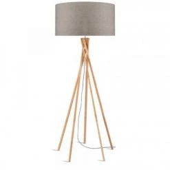 Good & Mojo Lampadaires Lampadaire En Bambou Et Lin Gris H160cm