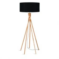 Good & Mojo Lampadaires Lampadaire En Bambou Et Lin Noir H160cm