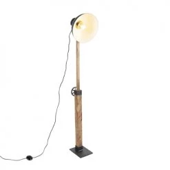 QAZQA Lampadaires Lampadaire En Bois Anthracite