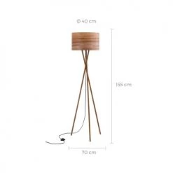 Rendez Vous Déco Lampadaires Lampadaire En Bois D'hêtre Et Feuille De Bois -Lampadaires || Lustres || Guirlandes et décorations lumineuses Soldes lampadaire en bois d hetre et feuille de bois 3