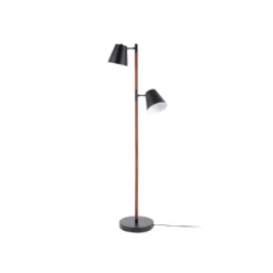 Leitmotiv Lampadaires Lampadaire En Bois Et Métal Hauteur 150 Cm Marron Et Blanc -Lampadaires || Lustres || Guirlandes et décorations lumineuses Soldes lampadaire en bois et metal hauteur 150 cm marron et noir 3