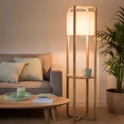 Maisons Du Monde Lampadaires Lampadaire En Chêne Et Abat-jour Blanc H155 -Lampadaires || Lustres || Guirlandes et décorations lumineuses Soldes lampadaire en chene et abat jour blanc h155 1000 3 36 177279 6