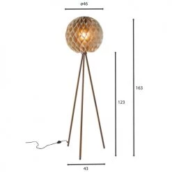 Now’s Home Lampadaires Lampadaire En Lin Taupe Pied En Teck H163 -Lampadaires || Lustres || Guirlandes et décorations lumineuses Soldes lampadaire en lin taupe pied en teck h163 5