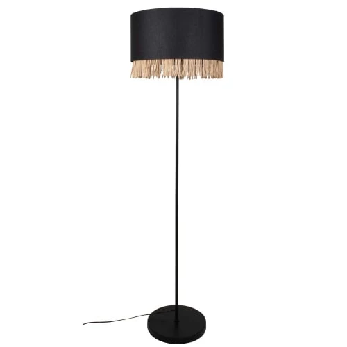 Maisons Du Monde Lampadaires Lampadaire En Métal Abat-jour En Coton Noir Et Franges En Bambou Beige H157 3 Maisons Du Monde Lampadaires Lampadaire En Métal Abat-jour En Coton Noir Et Franges En Bambou Beige H157