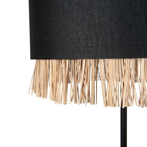 Maisons Du Monde Lampadaires Lampadaire En Métal Abat-jour En Coton Noir Et Franges En Bambou Beige H157 4 Maisons Du Monde Lampadaires Lampadaire En Métal Abat-jour En Coton Noir Et Franges En Bambou Beige H157 – Image 2