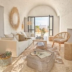 Maisons Du Monde Lampadaires Lampadaire En Métal Blanc Abat-jour En Rotin Tressé Main H181 -Lampadaires || Lustres || Guirlandes et décorations lumineuses Soldes lampadaire en metal blanc abat jour en rotin tresse main h181 1000 16 34 221475 2