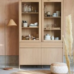 Maisons Du Monde Lampadaires Lampadaire En Métal Doré, Chêne Et Abat-jour En Rotin Tressé H160 -Lampadaires || Lustres || Guirlandes et décorations lumineuses Soldes lampadaire en metal dore chene et abat jour en rotin tresse h160 1000 13 21 218633 6