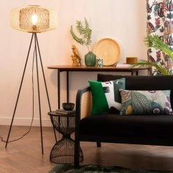 Maisons Du Monde Lampadaires Lampadaire En Métal Et Bambou Noir Et Beige H151 -Lampadaires || Lustres || Guirlandes et décorations lumineuses Soldes lampadaire en metal et bambou noir et beige h151 1000 11 35 207700 2