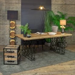 Now’s Home Lampadaires Lampadaire En Métal Et Bois -Lampadaires || Lustres || Guirlandes et décorations lumineuses Soldes lampadaire en metal et bois 3