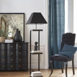 Maisons Du Monde Lampadaires Lampadaire En Métal Et Sapin Avec Abat-jour En Coton Noir H158 -Lampadaires || Lustres || Guirlandes et décorations lumineuses Soldes lampadaire en metal et sapin avec abat jour en coton noir h158 1000 12 25 130487 13