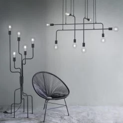 Trio Lampadaires Lampadaire En Métal Noir -Lampadaires || Lustres || Guirlandes et décorations lumineuses Soldes lampadaire en metal noir 65