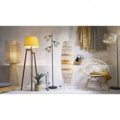 Maisons Du Monde Lampadaires Lampadaire En Métal Noir Et Fibre Végétale H162 -Lampadaires || Lustres || Guirlandes et décorations lumineuses Soldes lampadaire en metal noir et fibre vegetale h162 1000 5 23 180341 5
