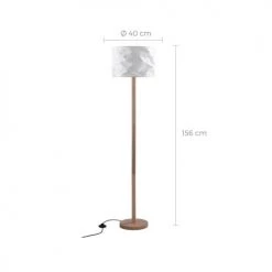 Rendez Vous Déco Lampadaires Lampadaire En Papier Blanc Et Bois D'hévéa -Lampadaires || Lustres || Guirlandes et décorations lumineuses Soldes lampadaire en papier blanc et bois d hevea 3
