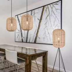 Trio Lampadaires Lampadaire En Sisal Naturel -Lampadaires || Lustres || Guirlandes et décorations lumineuses Soldes lampadaire en sisal naturel 4