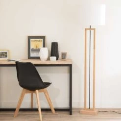 Maisons Du Monde Lampadaires Lampadaire En Terminalier Et Abat-jour En Coton Blanc H165 -Lampadaires || Lustres || Guirlandes et décorations lumineuses Soldes lampadaire en terminalier et abat jour en coton blanc h165 1000 13 13 158232 4