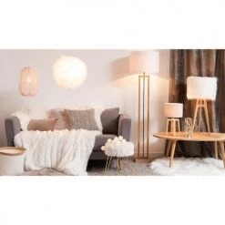Maisons Du Monde Lampadaires Lampadaire En Terminalier Et Abat-jour En Coton Blanc H165 -Lampadaires || Lustres || Guirlandes et décorations lumineuses Soldes lampadaire en terminalier et abat jour en coton blanc h165 1000 13 13 158232 6