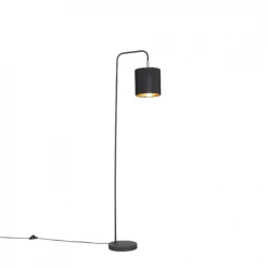 QAZQA Lampadaires Lampadaire En Tissu Noir