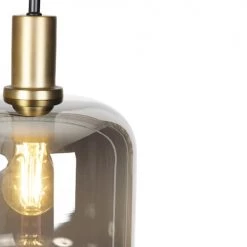 QAZQA Lampadaires Lampadaire En Verre Doré/laiton -Lampadaires || Lustres || Guirlandes et décorations lumineuses Soldes lampadaire en verre dore laiton 3