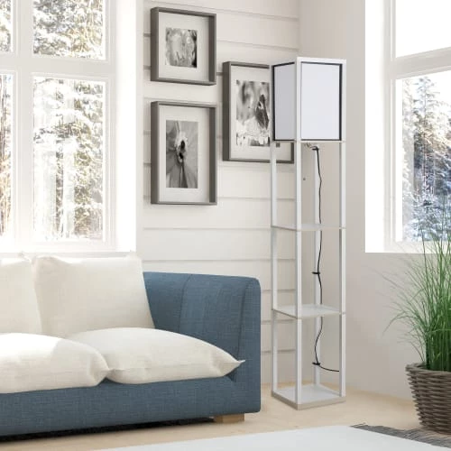 Homcom Lampadaires Lampadaire étagère H160 Cm 3 étagères 4 Niveaux Blanc 4 Homcom Lampadaires Lampadaire étagère H160 Cm 3 étagères 4 Niveaux Blanc – Image 2