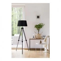 Lampea Lampadaires Lampadaire Industriel En Bois Noir 144 Cm -Lampadaires || Lustres || Guirlandes et décorations lumineuses Soldes lampadaire industriel en bois noir 144 cm 2