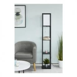 Lampea Lampadaires Lampadaire Industriel En Bois Noir 160 Cm -Lampadaires || Lustres || Guirlandes et décorations lumineuses Soldes lampadaire industriel en bois noir 160 cm 1