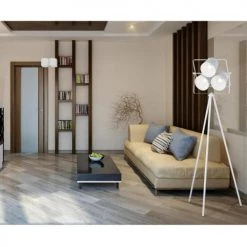 Lampea Lampadaires Lampadaire Industriel En Métal Blanc 152 Cm -Lampadaires || Lustres || Guirlandes et décorations lumineuses Soldes lampadaire industriel en metal blanc 152 cm 2