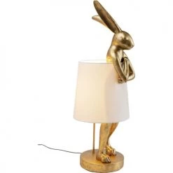 Kare Design Lampadaires Lampadaire Lapin En Polyrésine Dorée Et Abat-jour Blanc H88 -Lampadaires || Lustres || Guirlandes et décorations lumineuses Soldes lampadaire lapin en polyresine doree et abat jour blanc h88 3