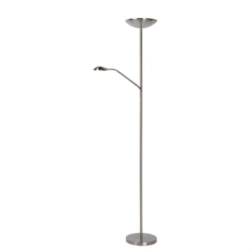 Lucide Lampadaires Lampadaire LED Avec Liseuse Métal Argent H180cm 3 Lucide Lampadaires Lampadaire LED Avec Liseuse Métal Argent H180cm