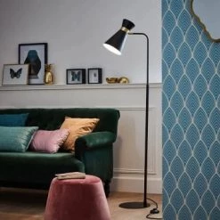 Brilliant Lampadaires Lampadaire Métal Noir H148,5cm -Lampadaires || Lustres || Guirlandes et décorations lumineuses Soldes lampadaire metal noir h148 5cm 1