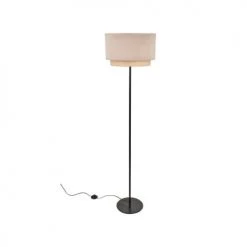Corep Lampadaires Lampadaire Métal Velours Et Raphia H160cm