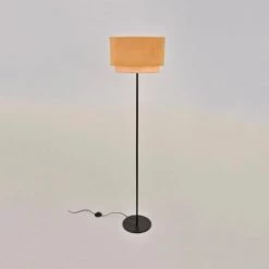 Corep Lampadaires Lampadaire Métal Velours Et Raphia H160cm -Lampadaires || Lustres || Guirlandes et décorations lumineuses Soldes lampadaire metal velours et raphia h160cm 7