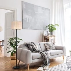 LUMISKY Lampadaires Lampadaire Salon Rotin Beige H166CM -Lampadaires || Lustres || Guirlandes et décorations lumineuses Soldes lampadaire salon rotin beige h166cm 1