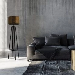 Metropolight Lampadaires Lampadaire Simili Cuir/métal H170,5cm -Lampadaires || Lustres || Guirlandes et décorations lumineuses Soldes lampadaire simili cuir metal h170 5cm 1