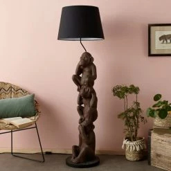 Maisons Du Monde Lampadaires Lampadaire Singe Et Abat-jour Noir H156 -Lampadaires || Lustres || Guirlandes et décorations lumineuses Soldes lampadaire singe et abat jour noir h156 1000 15 27 177393 6