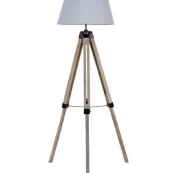 Wadiga Lampadaires Lampadaire Trépied Bois Abat-jour Gris Clair H144cm -Lampadaires || Lustres || Guirlandes et décorations lumineuses Soldes lampadaire trepied bois abat jour gris clair h144cm 4