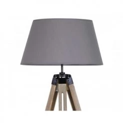 Wadiga Lampadaires Lampadaire Trépied Bois Abat-jour Gris Foncé H144cm -Lampadaires || Lustres || Guirlandes et décorations lumineuses Soldes lampadaire trepied bois abat jour gris fonce h144cm 1