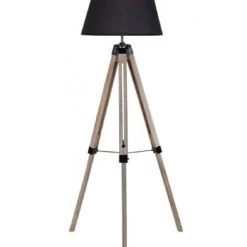 Wadiga Lampadaires Lampadaire Trépied Bois Abat-jour Gris Clair H144cm -Lampadaires || Lustres || Guirlandes et décorations lumineuses Soldes lampadaire trepied bois abat jour noir h144cm 4