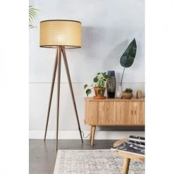 Zuiver Lampadaires Lampadaire Trépied Cannage Beige -Lampadaires || Lustres || Guirlandes et décorations lumineuses Soldes lampadaire trepied cannage beige 2