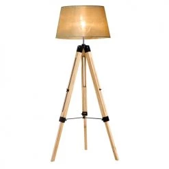 Homcom Lampadaires Lampadaire Trépied En Bois Hauteur Réglable 99-143 Cm Beige
