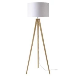 Maisons Du Monde Lampadaires Lampadaire Trépied En Frêne Et Abat-jour Noir H155 -Lampadaires || Lustres || Guirlandes et décorations lumineuses Soldes lampadaire trepied en frene avec abat jour en coton blanc h156 karlsen 1000 11 1 154694 2