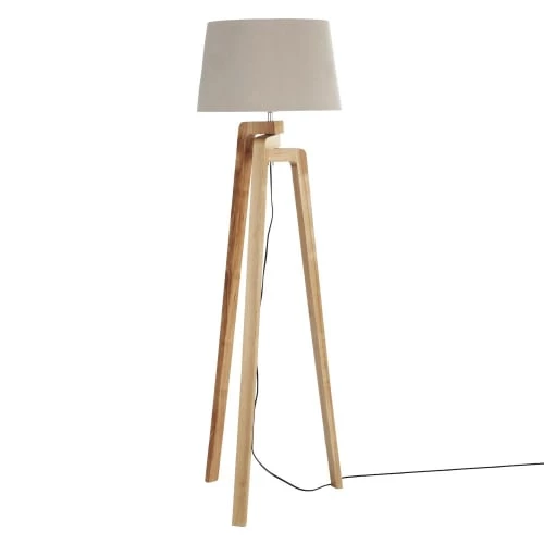 Maisons Du Monde Lampadaires Lampadaire Trépied En Paulownia Et Abat-jour Gris H150 3 Maisons Du Monde Lampadaires Lampadaire Trépied En Paulownia Et Abat-jour Gris H150
