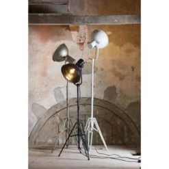 Bepurehome Lampadaires Lampadaire Trépied Métal Blanc Lampe Sur Pied -Lampadaires || Lustres || Guirlandes et décorations lumineuses Soldes lampadaire trepied metal blanc lampe sur pied 1