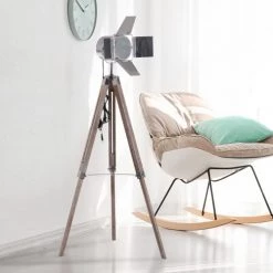 Homcom Lampadaires Lampadaire Trépied Projecteur Hauteur Réglable H103-146 Cm -Lampadaires || Lustres || Guirlandes et décorations lumineuses Soldes lampadaire trepied projecteur hauteur reglable h103 146 cm 1