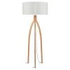 Good & Mojo Lampadaires Lampadaire Tripode Bambou Et Lin Naturel Blanc H160cm