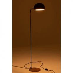 LANADECO Lampadaires Lampe Métal Noir Bois Naturel H130cm -Lampadaires || Lustres || Guirlandes et décorations lumineuses Soldes lampe metal noir bois naturel h130cm 2