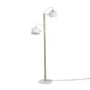 DIZY Design Lampadaires Luminaire à Poser Avec 2 Abat-jours En Chêne Et Métal Blanc -Lampadaires || Lustres || Guirlandes et décorations lumineuses Soldes luminaire a poser avec 2 abat jours en chene et metal blanc 1