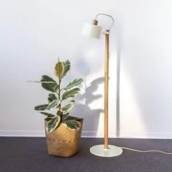 DIZY Design Lampadaires Luminaire à Poser Chêne Et Métal Blanc -Lampadaires || Lustres || Guirlandes et décorations lumineuses Soldes luminaire a poser chene et metal blanc 5